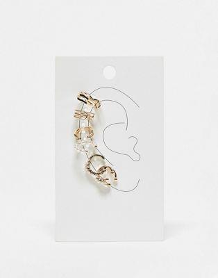 エイソス エイソス ASOS DESIGN pack of 7 ear cuffs with faux pearl detail in gold tone レディース