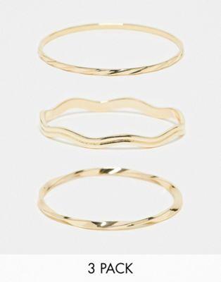 エイソス エイソス ASOS DESIGN pack of 3 bangle bracelets with mixed design in gold tone レディース