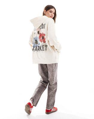 楽天サンガエイソス ASOS DESIGN oversized hoodie with flower market graphic in cream レディース