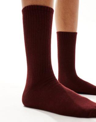 GC\X ASOS DESIGN burgundy ankle socks fB[X