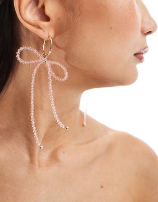 エイソス エイソス ASOS DESIGN drop earrings with faceted bead bow design in pink and gold tone レディース