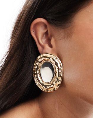エイソス エイソス ASOS DESIGN oversized stud earrings with hammered mixed metal design on multi レディース