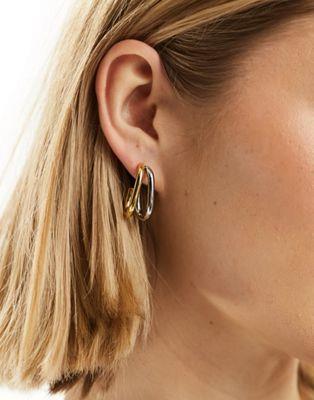 エイソス エイソス ASOS DESIGN waterproof stainless steel hoop earrings with double hoop mixed metal detail in multi レディース