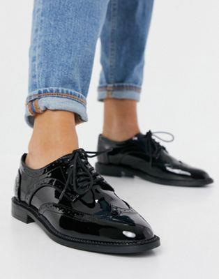  ASOS DESIGN More flat lace up shoes in black ǥ