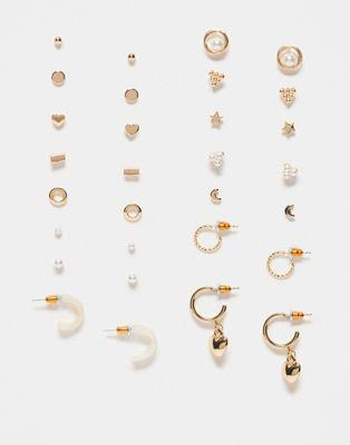 エイソス エイソス ASOS DESIGN pack of 15 earrings in mixed design in gold tone レディース