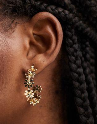 エイソス エイソス ASOS DESIGN 20mm hoop earrings with floral detail in gold tone レディース