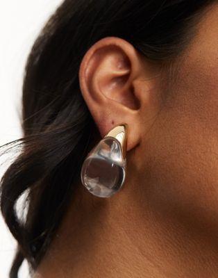 エイソス エイソス ASOS DESIGN Limited Edition oversized stud earrings with molten look teardrop in clear resin レディース
