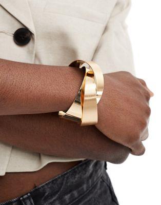 エイソス エイソス ASOS DESIGN cuff bracelet with wire abstract design in gold tone レディース
