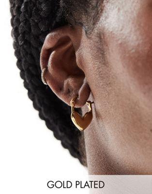 エイソス エイソス ASOS DESIGN 14k gold plated hoop earrings with heart design レディース
