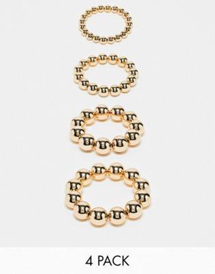 エイソス エイソス ASOS DESIGN pack of 4 bracelets with ball detail in gold tone レディース