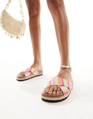 エイソス ASOS DESIGN Jessie flatform cross strap espadrille sandals in rainbow レディース