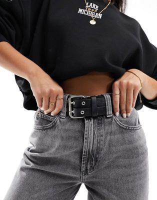 エイソス ASOS DESIGN double buckle low waist jeans belt レディース