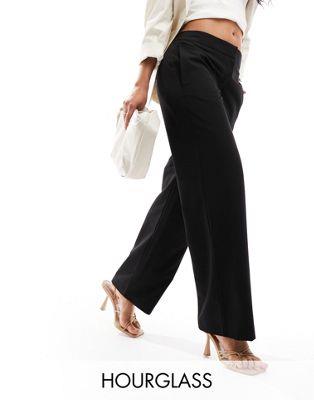 エイソス ASOS DESIGN Hourglass mid rise straight leg trouser in black レディース