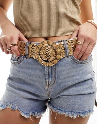 エイソス ASOS DESIGN straw waist and hip jeans belt レディース