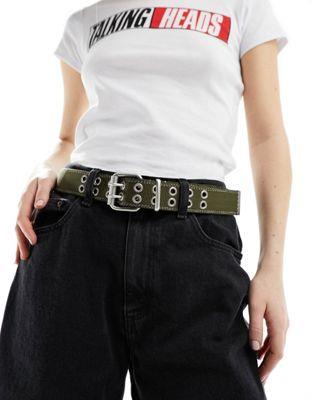 GC\X ASOS DESIGN webbed waist and hip jeans belt in khaki fB[X