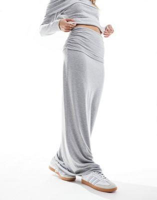  ASOS DESIGN low rise fold over maxi skirt in grey marl ǥ