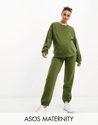 エイソス ASOS DESIGN Maternity oversized sweat in khaki レディース