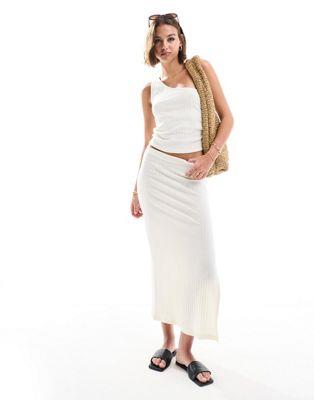 GC\X ASOS DESIGN knitted rib column midi skirt in white fB[X
