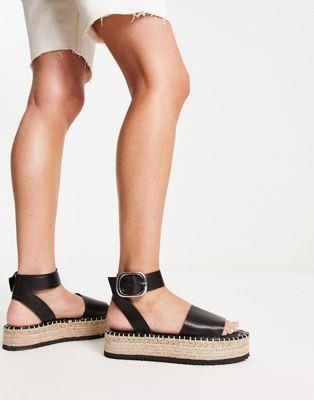 エイソス ASOS DESIGN Jinny espadrille with oval buckle in black レディース