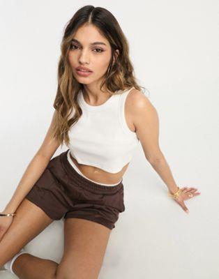  ASOS DESIGN super crop top in rib in white ǥ