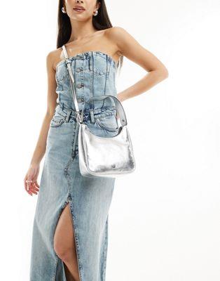 ディーケーエヌワイ DKNY Alexa shoulder bag in silver metallic レディース