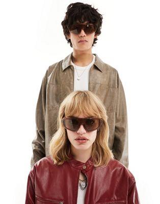 Jeepers Peepers ジーパーズペーパーズ Jeepers Peeper racer sunglasses in brown ユニセックス