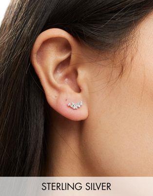 Kingsley Ryan Sterling Silver crystal leaf stud earrings in silver レディース