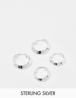 Kingsley Ryan Sterling Silver 2 pack of hoop earrings in silver レディース