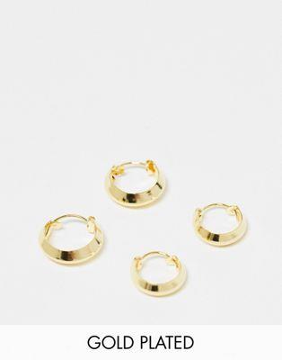 Kingsley Ryan Gold Plated 2 pack of hoop earrings in gold レディース