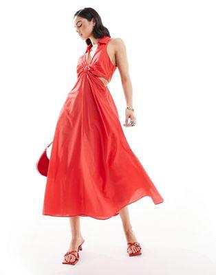 ޥ Mango split side midi dress in red ǥ
