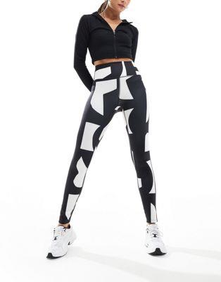 Monki seamless yoga high waist active gym leggings in multi black and white abstract print fB[X