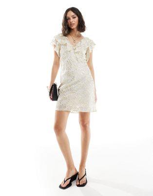 ͥСե꡼ɥ쥹 Never Fully Dressed Tilda metallic ruffle mini dress in cream ǥ