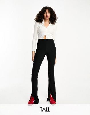 I[ ONLY Tall high waisted slit front legging trousers in black fB[X
