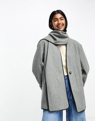リバーアイランド リバーアイランド River Island wool scarf coat in mid grey レディース