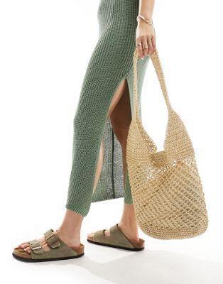 サウスビーチ South Beach crochet tote bag in natural レディース