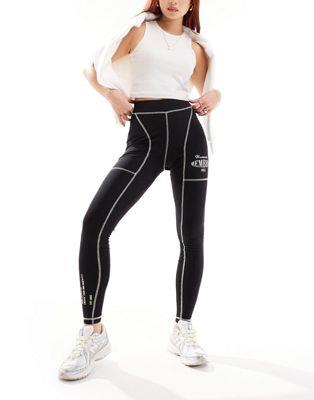 The Couture Club oversized graphic leggings with contrast stitch in black fB[X