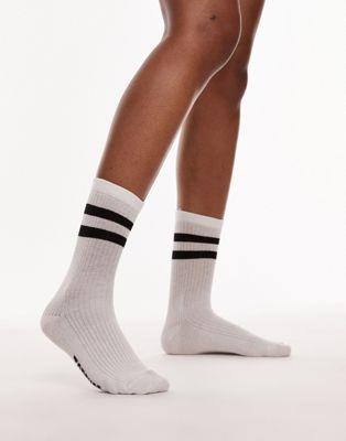gbvVbv Topshop sporty ribbed socks with black stripes in white fB[X