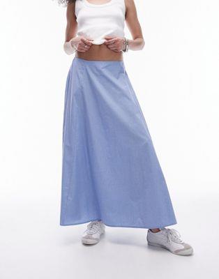 gbvVbv Topshop midi cotton full skirt in blue micro check fB[X
