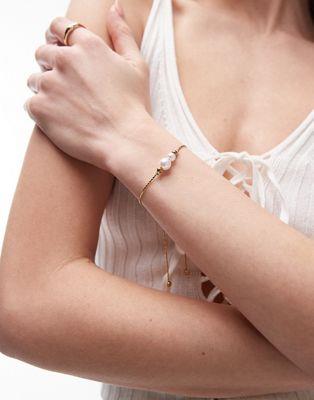 トップショップ トップショップ Topshop Prin stainless steel bracelet with pearls in gold tone レディース