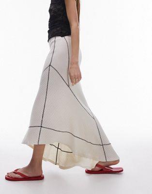 gbvVbv Topshop panelled disjointed asymmetric jersey skirt in cream fB[X
