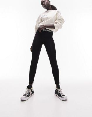gbvVbv Topshop Petite branded elastic legging in black fB[X
