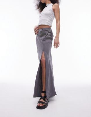 gbvVbv Topshop soft touch twist low rise maxi skirt in charcoal fB[X