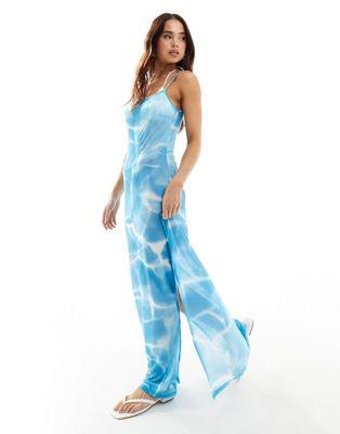 ヴェロモーダ Vero Moda mesh maxi dress with side splits in watercolour print レディース