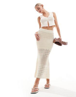 Vila Petite crochet maxi skirt in cream fB[X