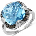 Quintessence Jewelry Corp. 8.29 Carat Genuine Swiss Blue Topaz Champagne Diamond and White Diamond .925 ユニセックス