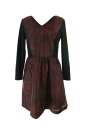 ケンジー Kensie New Black Red 3/4-Sleeve Lace-Inset Dress S レディース