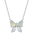Classic Women's Necklace Sterling Silver White MOP and CZ Butterfly Shape M-7094 レディース