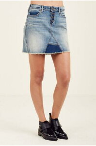 True Religion Women's Mid Rise Cut Off Denim Jean Mini Skirt in Ojai Fields ǥ