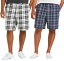 vkwear Men's Classic Fit Flat Front Cotton Plaid Stripe Pattern Lightweight Shorts メンズ