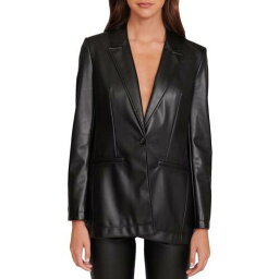 STAUD Womens Madden Black Faux Leather One-Button Blazer Jacket XS レディース